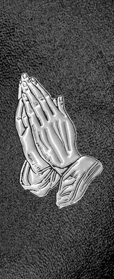 628 DLJ-516-SL-SH-BK Silver Praying Hands Shimmer Black